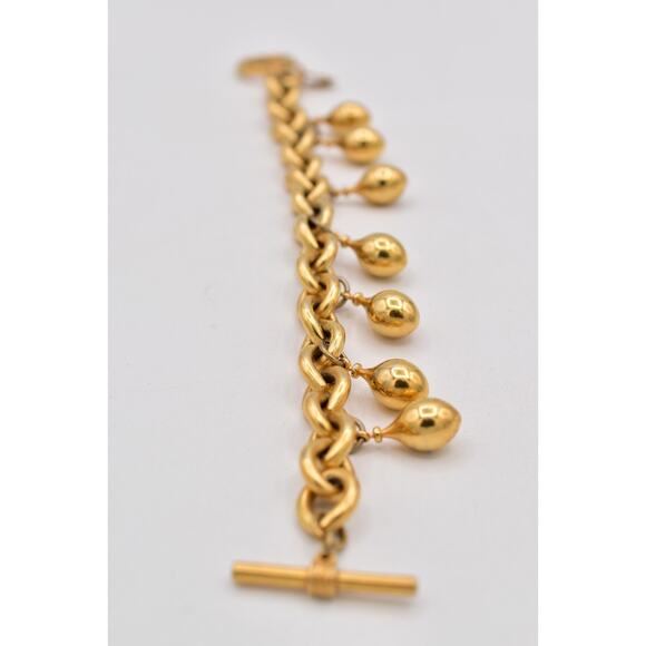 Anne Klein Vintage Charm Bracelet Gold Toggle Teardrop Dangles AK Signed BinO - Picture 11 of 12